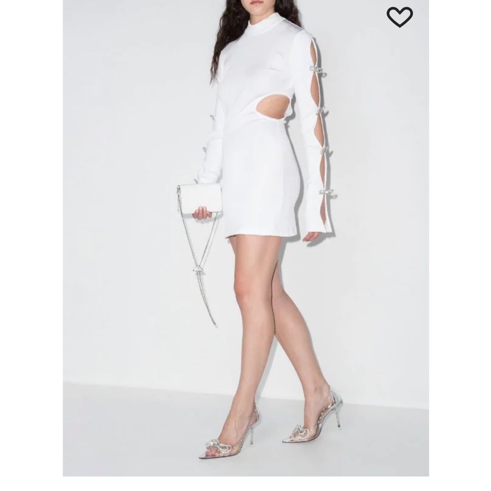 Mach & Mach Hot Pink Crystal Bow Cut Out Mini Dress FR 44